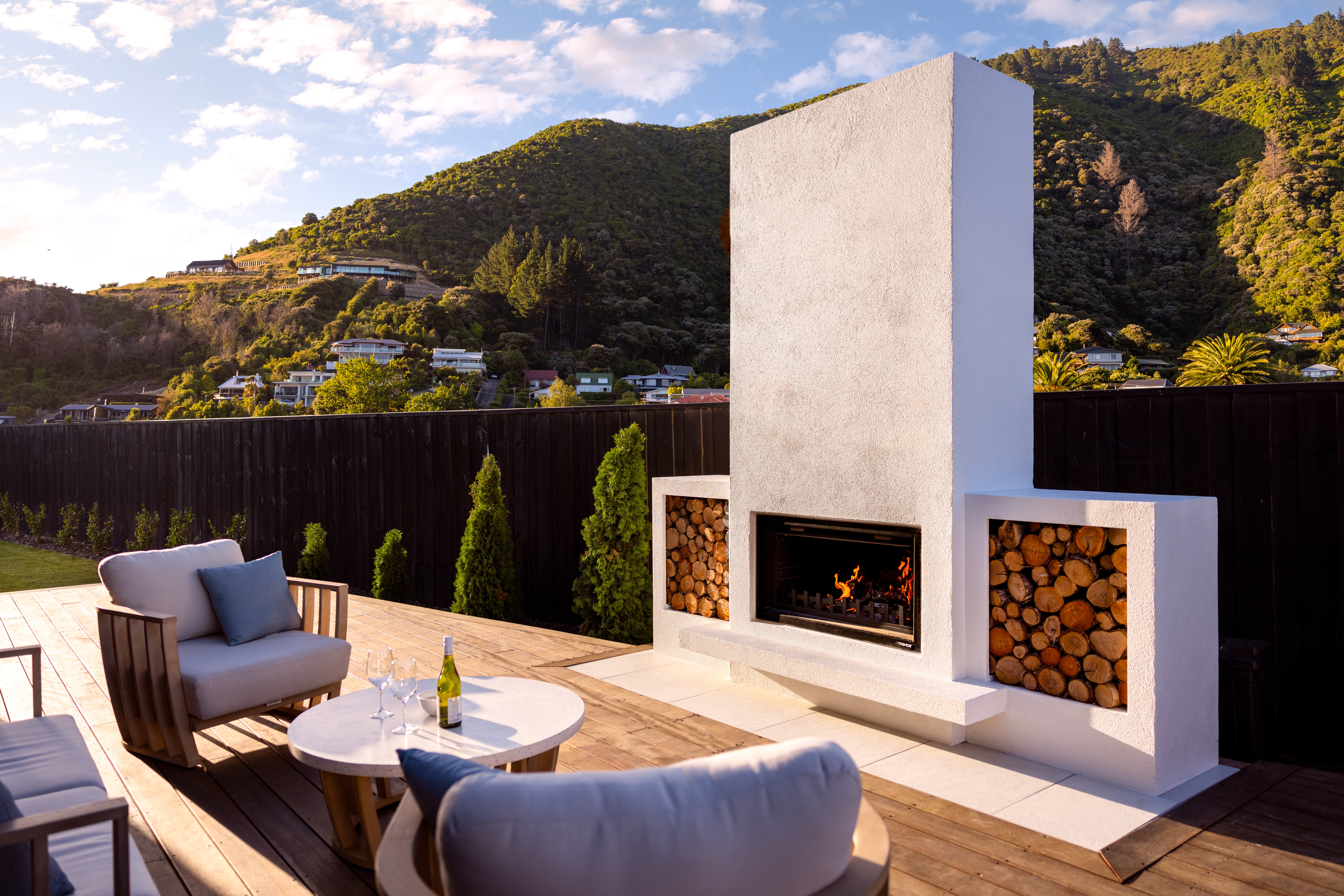 Can I install an outdoor fireplace on a timber deck?